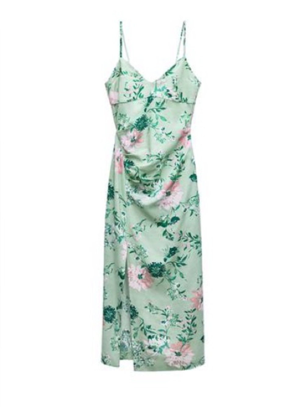 Zara Sage Green Floral Linen Blend Midi Dress Cottage core Whims goth XL